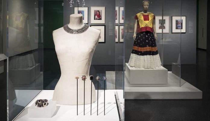 A choker, bracelet and brooches from the show “Frida Kahlo: Appearances Can Be Deceiving.