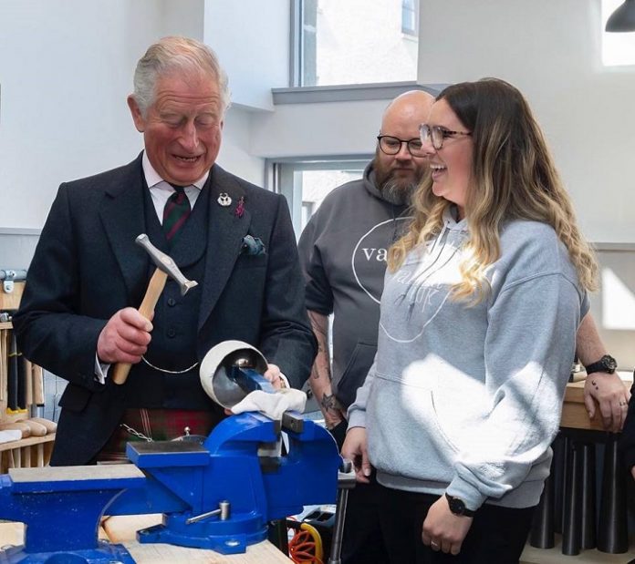 Prince Charles tries his hand as a jeweller during royal visit to Scotland