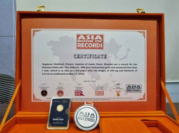 Augmont Recognised by Asia Book of Records for Creating ‘Thinnest Gold Coin’